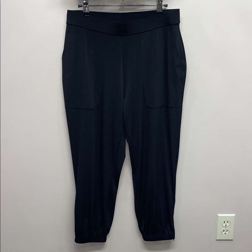 Lisa Rinna Collection Black Jogger Pants Flat Front Ankle Zip S